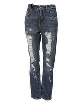 Dolce & Gabbana Blue Cotton Boyfriend Tattered Denim Jeans